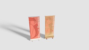3D Rollup Banner with clean and dirty pbr textures model
