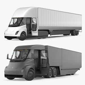 Tesla Semi Trucks and Trailers Rigged 3D Models Collection
