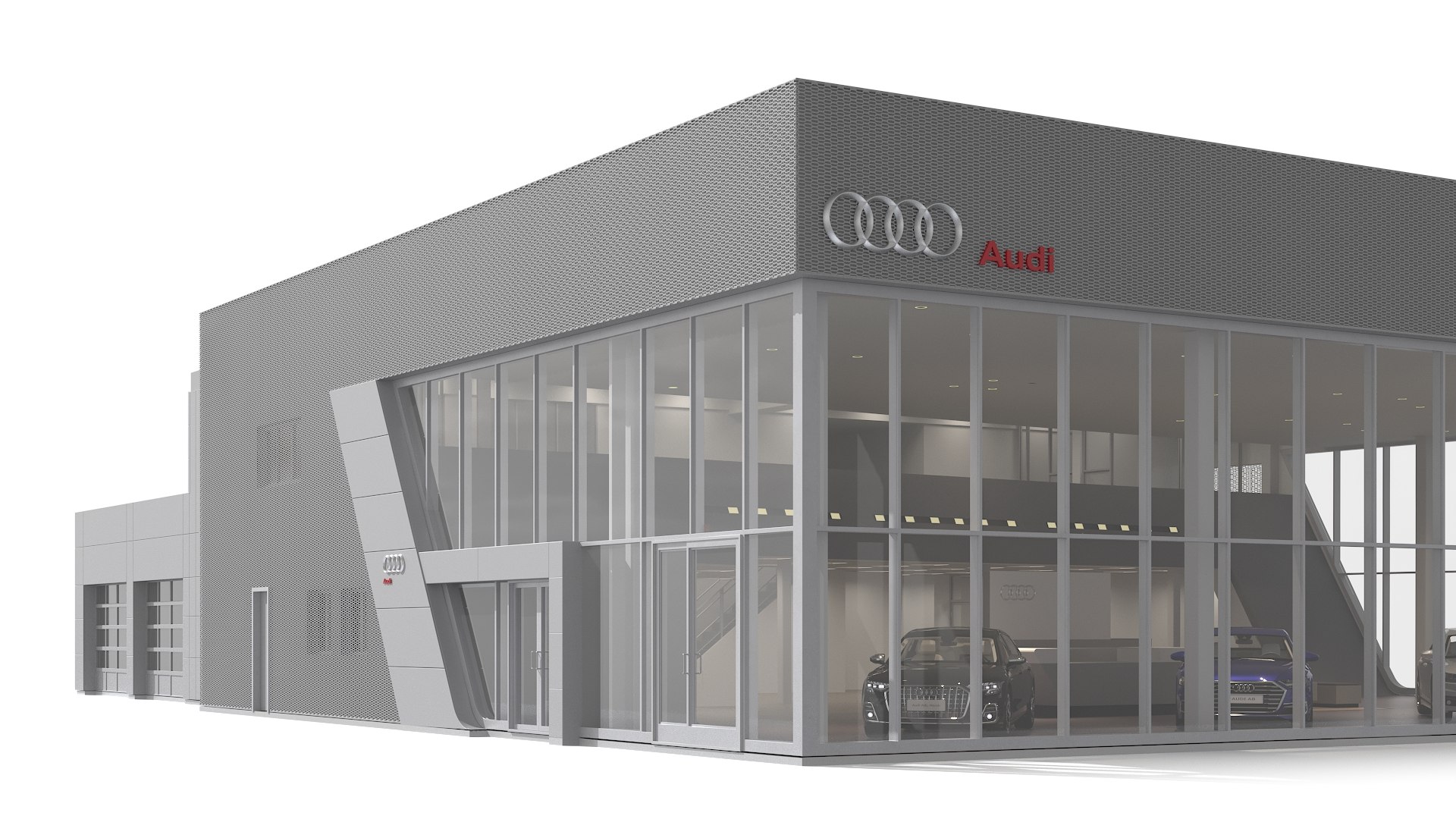 Audi Car Showroom with Modern Cars 3D model preview