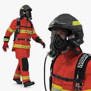 Firefighter Fully Equipped Rigged