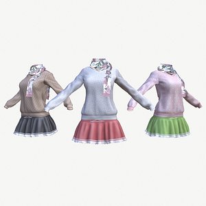 Cute girls outfit - skirt and sweater with scarf