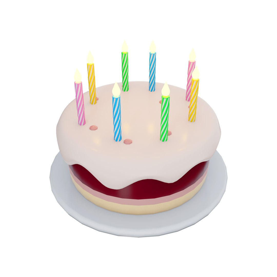 3D Model 3d Birthday Cake With Candles - TurboSquid 2044241
