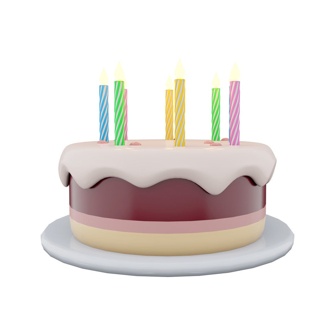 3D Model 3d Birthday Cake With Candles - TurboSquid 2044241, image size:1080x1080