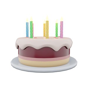 3D model 3d birthday cake with candles