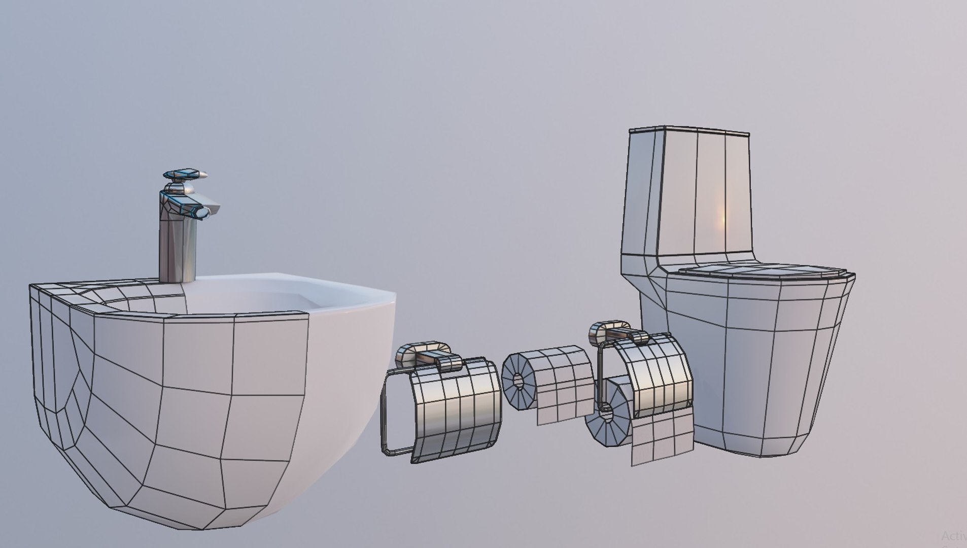 3D Model Toilet Bathroom Bath - TurboSquid 1372897