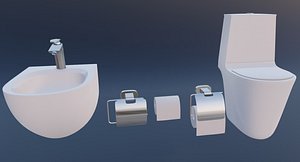 3D model toilet bathroom bath