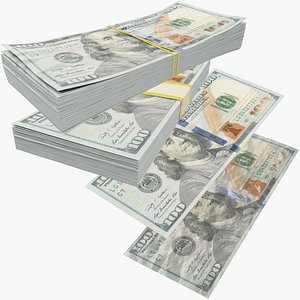 3D dollars bills banknotes