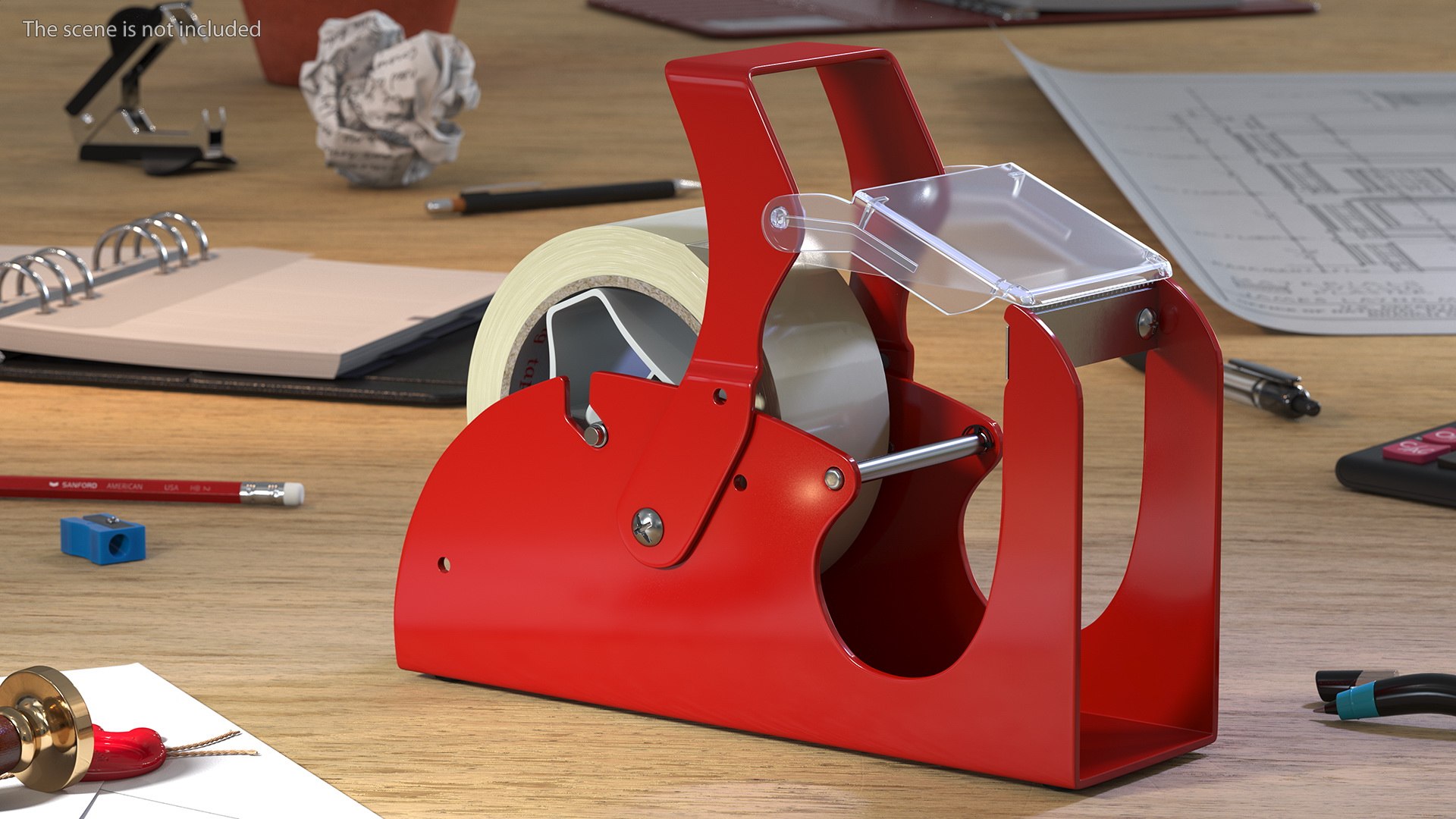 3D Benchtop Tape Dispenser With Safety Guard Yellow TurboSquid 1828157