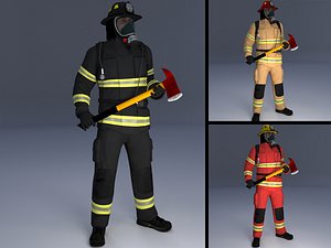 3D Firefighter US ULTIMATE Rigged 3d model