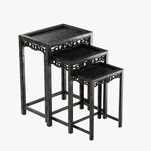 tables chinese black lacquered 3d max