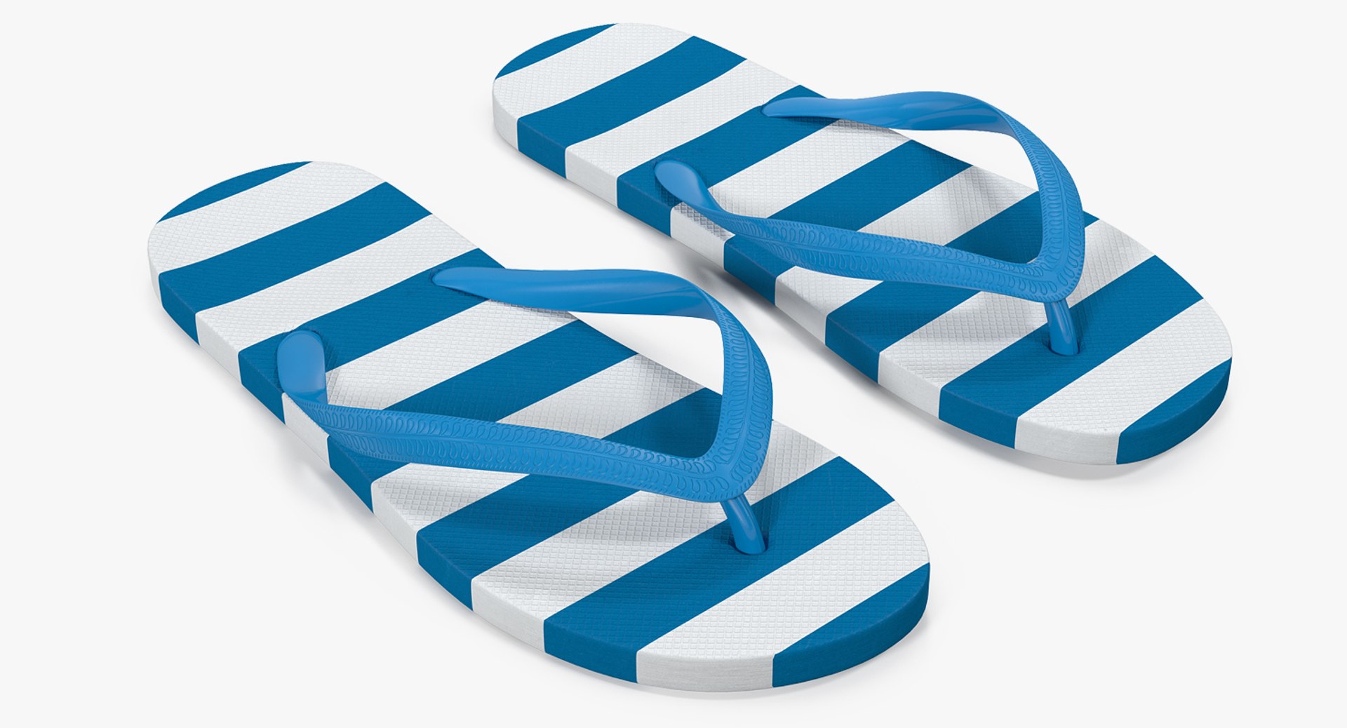 Unisex Blue and White Flip Flops 3D model preview