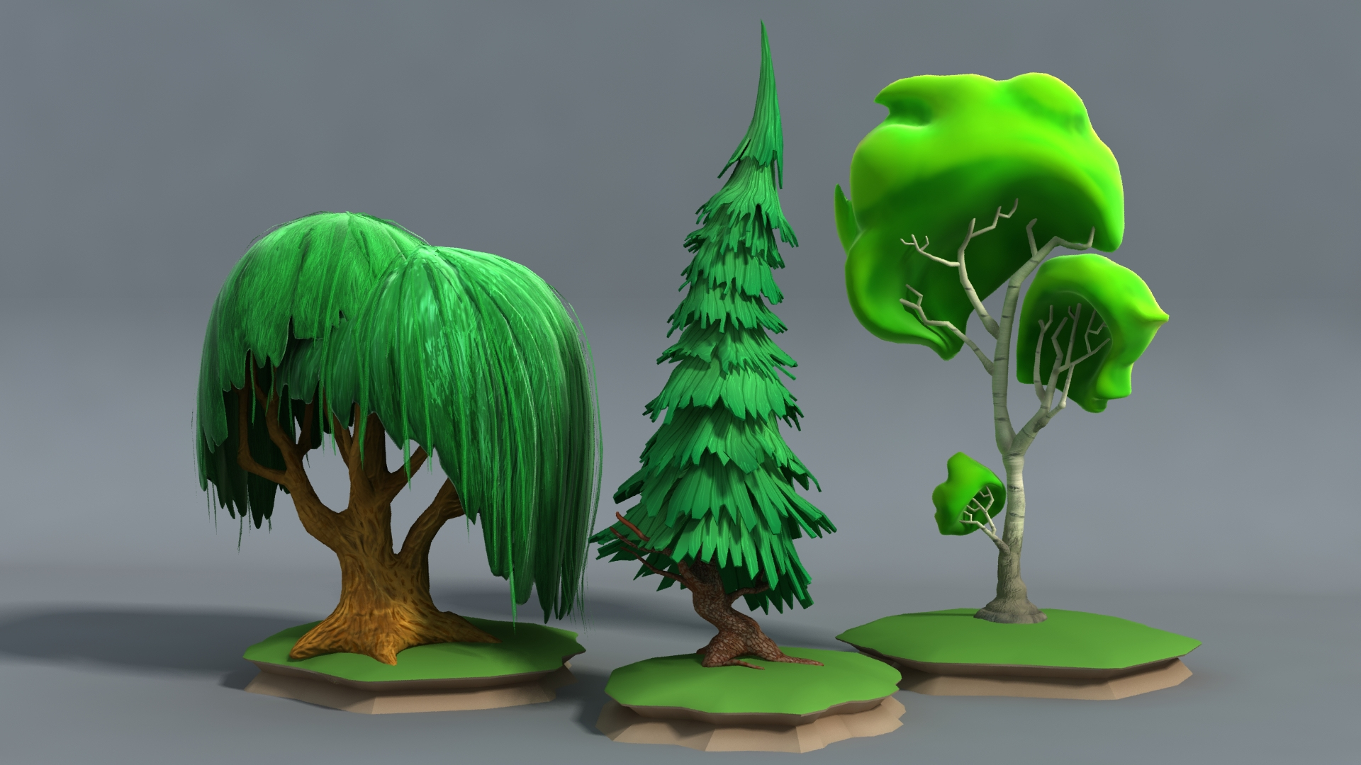 3d cartoon stylized forest