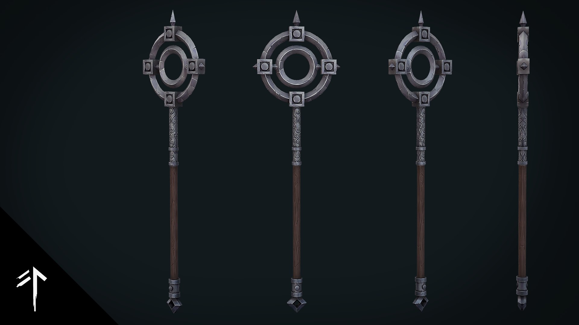 Stylized Fantasy Weapon Pack - Game Ready Hand Painted Weapons 3D model https://p.turbosquid.com/ts-thumb/OY/hVZxIq/9h/staff_turn/png/1780830094/1920x1080/fit_q87/16a6c3c5094ffcb3bef553eb4986f05583dbbc59/staff_turn.jpg