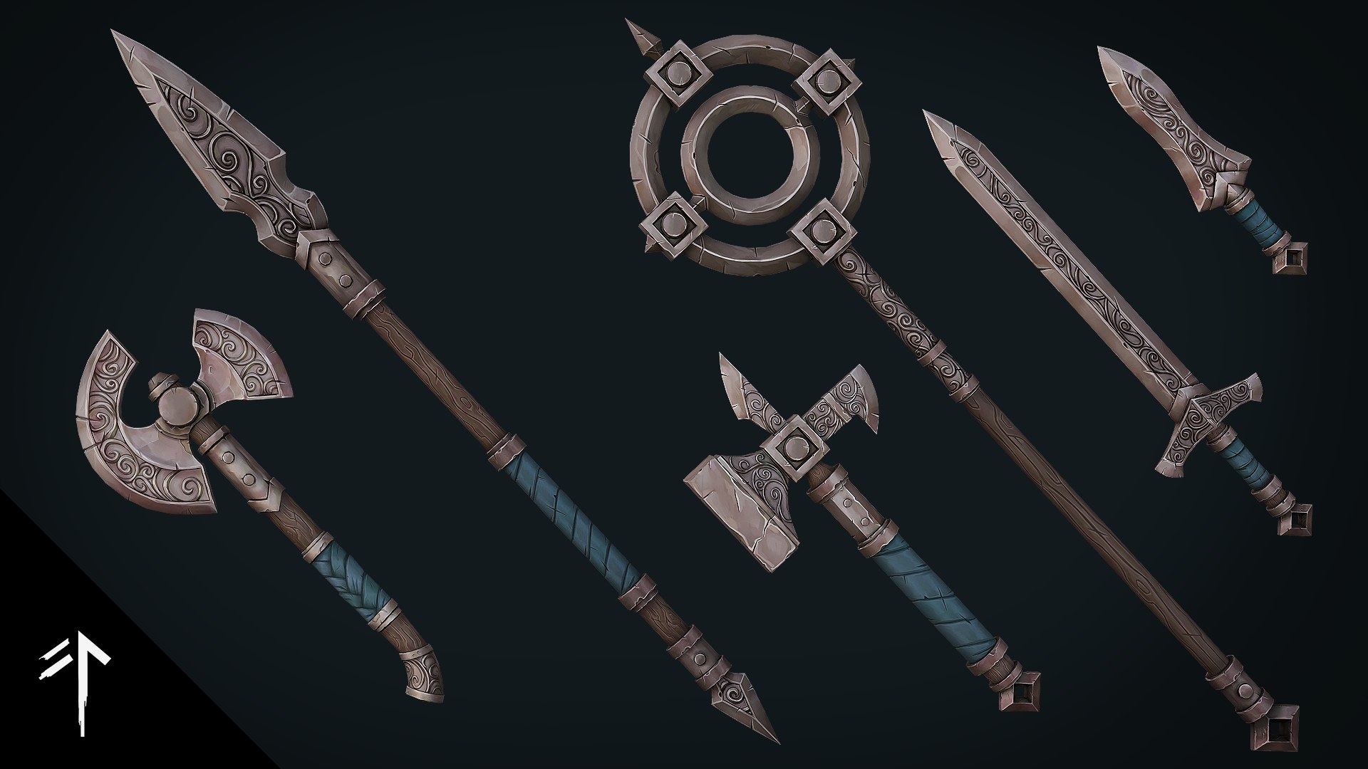 Stylized Fantasy Weapon Pack - Game Ready Hand Painted Weapons 3D model https://p.turbosquid.com/ts-thumb/OY/hVZxIq/b2/colovariation_01/png/1780830090/1920x1080/fit_q87/4ef7a648580efcd41783d5afde1098143be1c1e7/colovariation_01.jpg