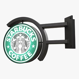 Corner Starbucks Signage Wall Mounted Light On