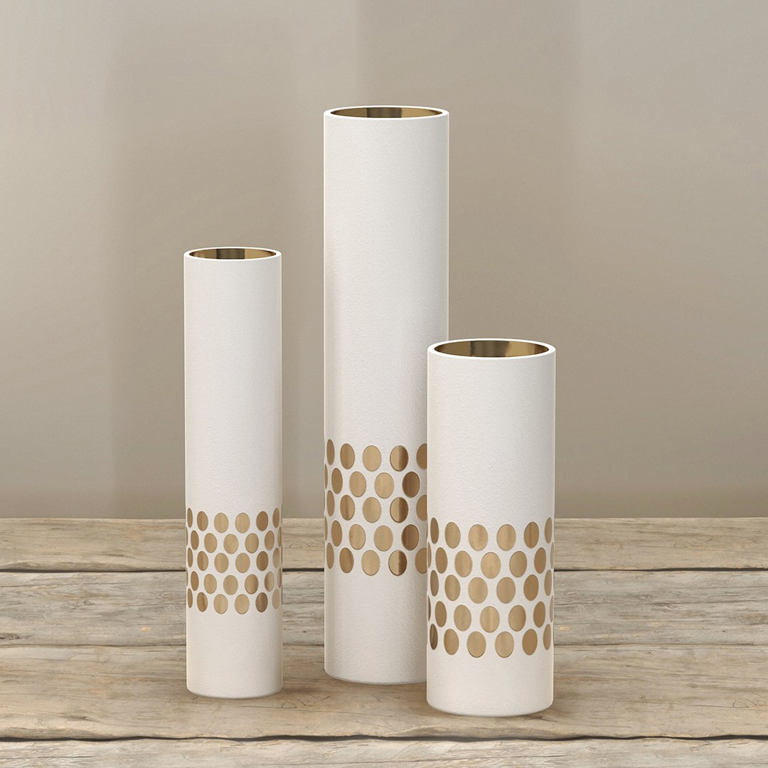 White and Gold Decor Vase Set 3D model TurboSquid 1936977