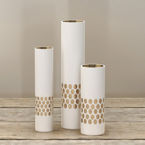 White and Gold Decor Vase Set 3D model