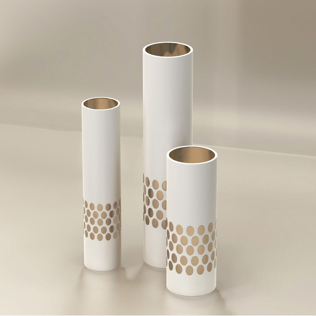 White and Gold Decor Vase Set 3D model TurboSquid 1936977