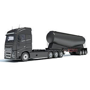 3D Truck with Tank Trailer model