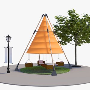 Cozy Park Seating with Canopy 3D model