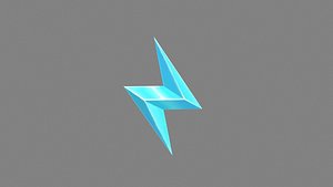 3D Cartoon lightning icon - blue
