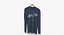 Long Sleeve Hanging Male V Neck White Blank and Branded Heather 3D model