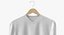 Long Sleeve Hanging Male V Neck White Blank and Branded Heather 3D model