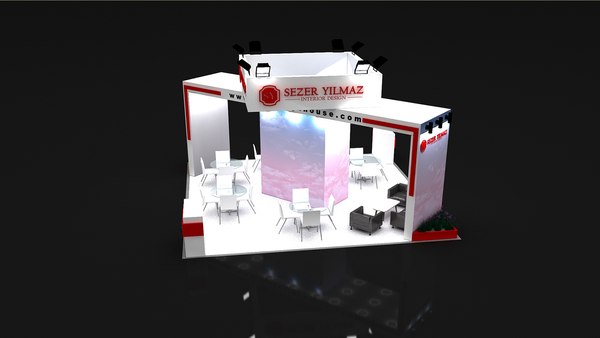 3D model Booth Exhibition Stand Stall 6x6m Height 366 cm 4 Side Open 3D model