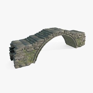 3D Asian Ancient Architecture Stone Bridge