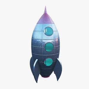 3d vintage rocket