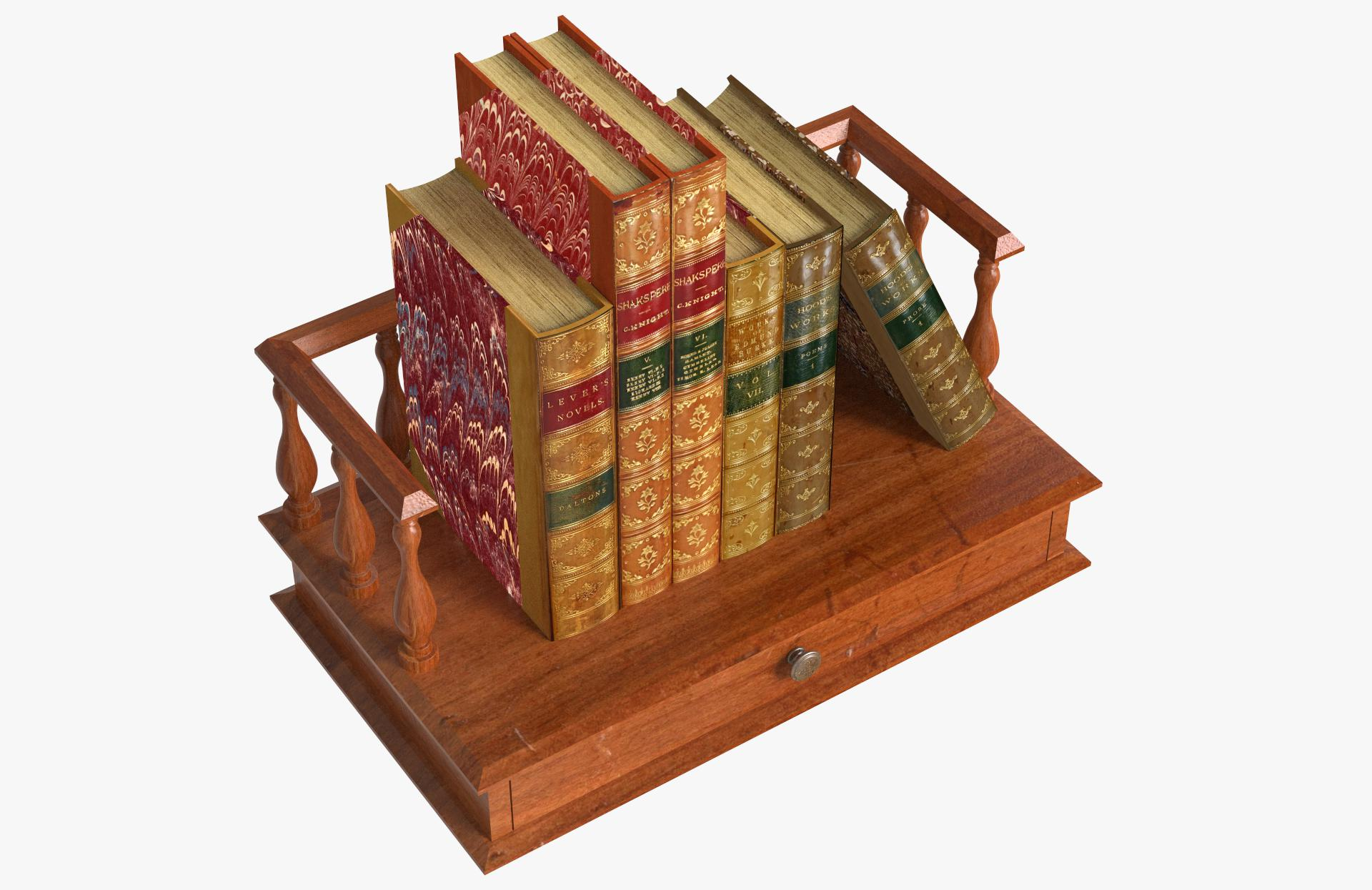 3D Antique Bookholders and Bookcases Set model TurboSquid 1748492