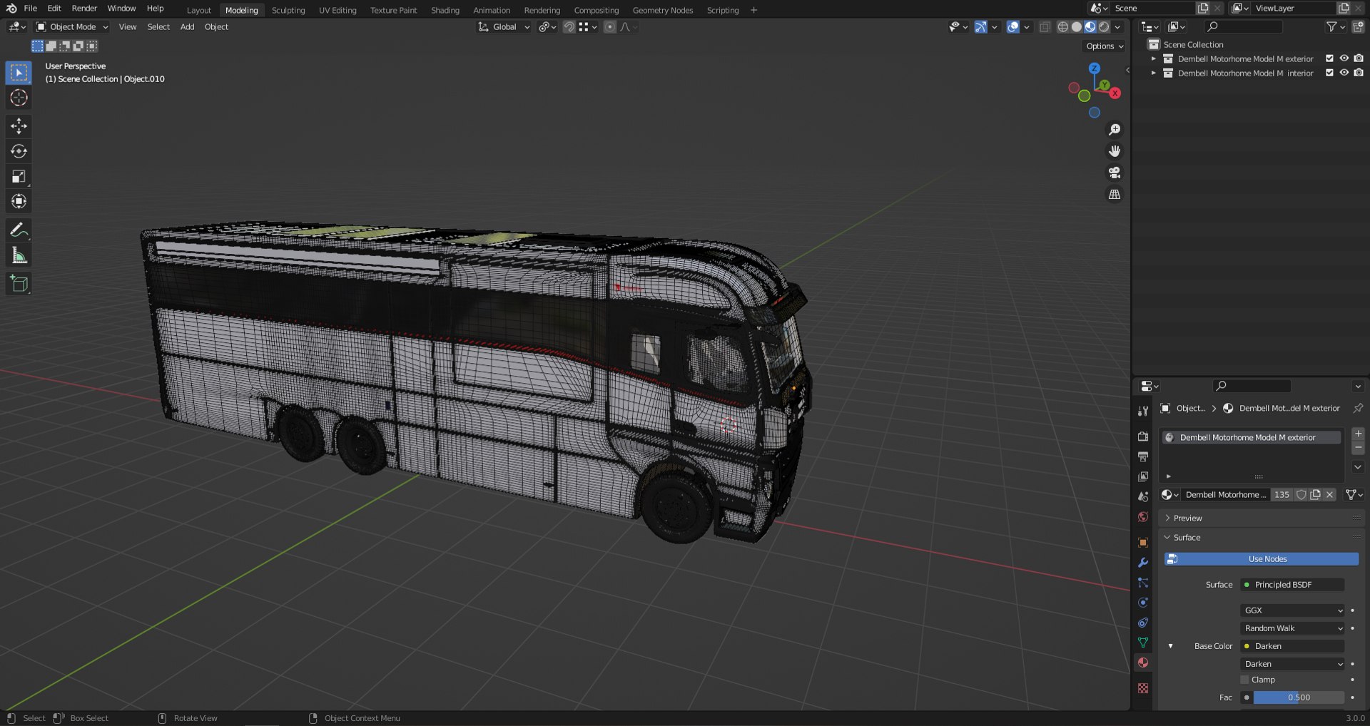 3D Dembell Motorhome Model M Grey Color Class A Mercedes-Benz Actros ...