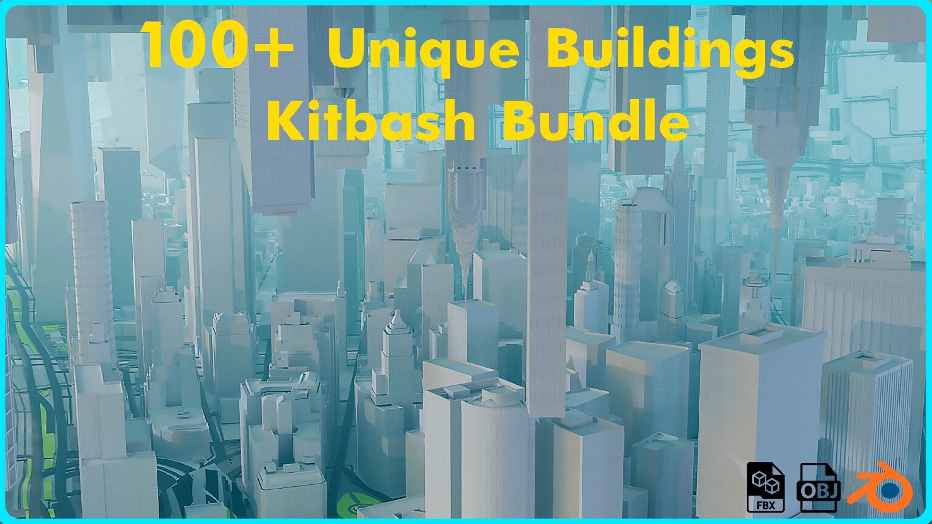 3D 100 Unique Building Kitbash Bundle VOL-1 - TurboSquid 1802174