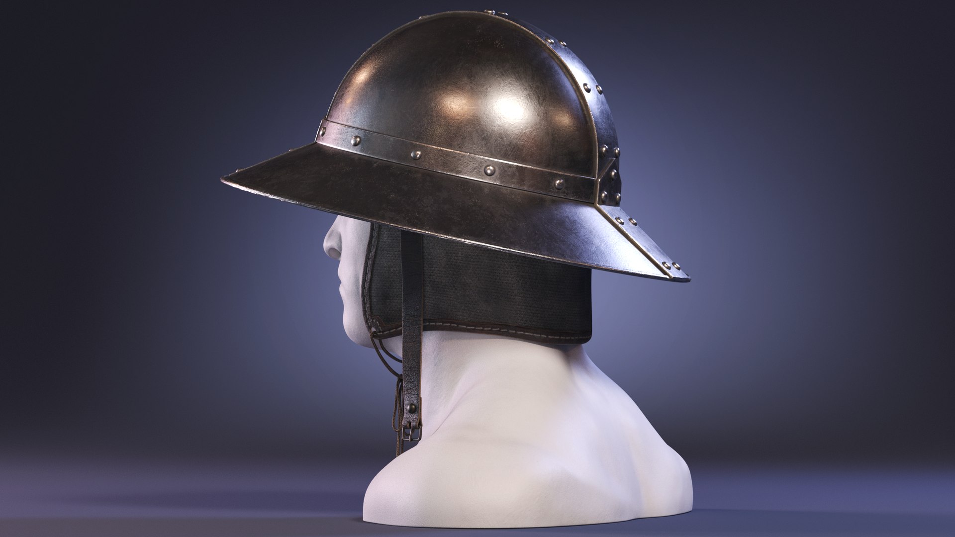 3d Model Kettle Hat Medieval Helmets 1394