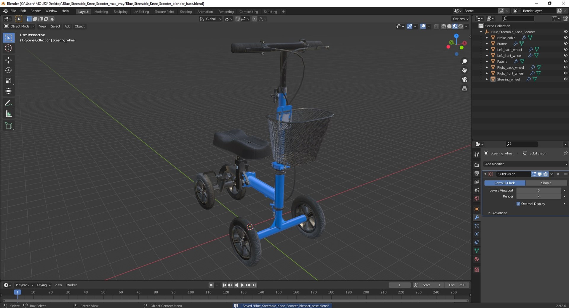 Blue Steerable Knee Scooter 3D https://p.turbosquid.com/ts-thumb/OZ/jD5Tbo/l1/bluesteerablekneescootervray3dmodel032/jpg/1686795485/1920x1080/fit_q87/86b4a25bd3272fb03f1ee1bbb8e1b366820a8818/bluesteerablekneescootervray3dmodel032.jpg