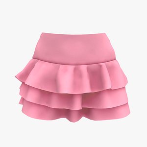Ruffled Mini Skirt 3D model