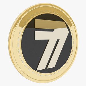 3D LuckySevenToken Cryptocurrency Gold Coin model