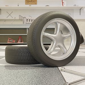 High-Detail Performance Car Wheel for Games Rendering