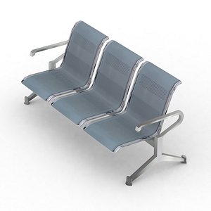 3D Low Poly Metal Waiting Room Bench  Chair