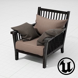 3d unreal gervasoni gray rocking chair model