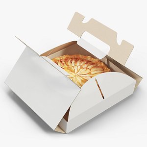 Pear Pie in White Cardboard Box with Handles