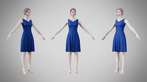 Dress 36 Cobalt Chain v2 3D model
