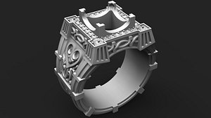 men ring with stones and patterns for 3D printing