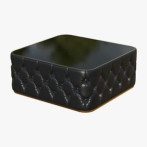 Chesterfield Black Leather Coffee Table 3D model