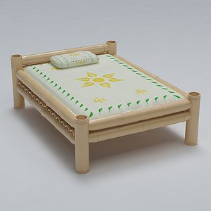 3d model bed cot bamboo