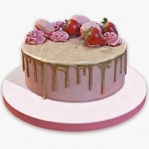 Golden Strawberry Drip Cake