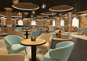 Luxury hookah bar coffee restaurant interior design