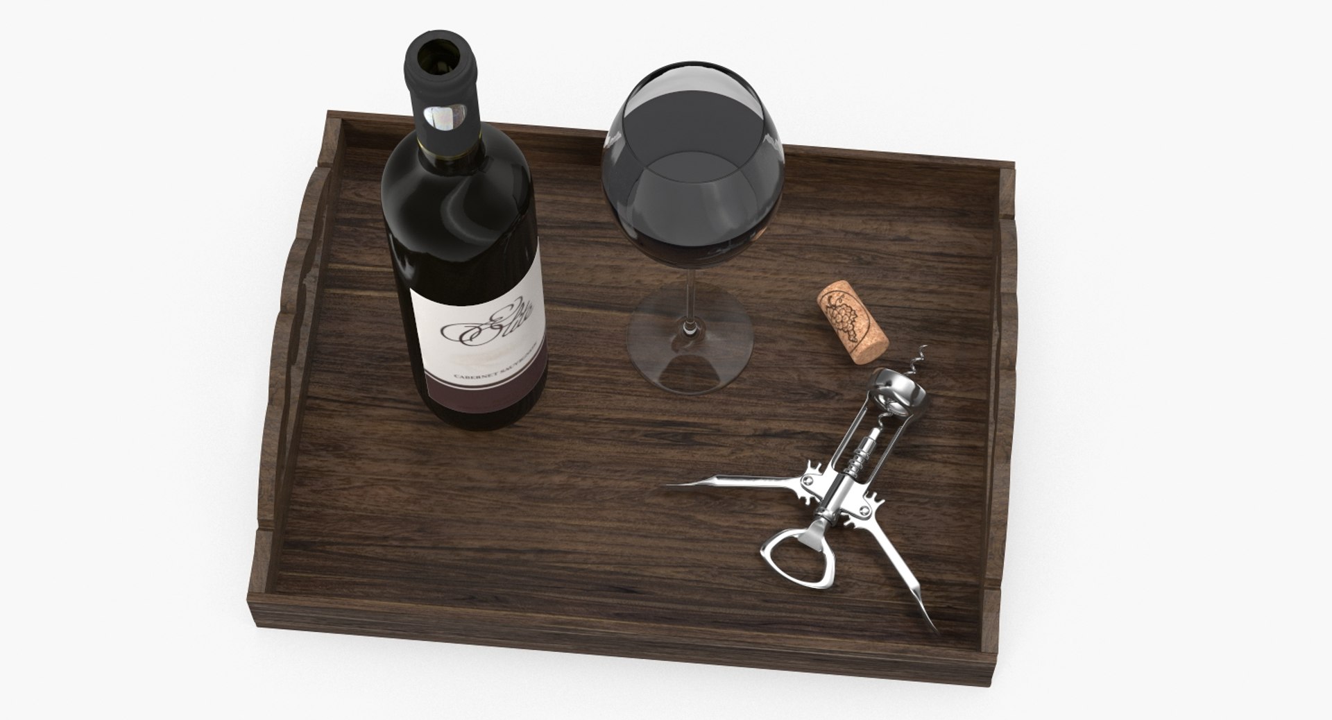 3D Model Wine Bottle Corkscrew Wooden TurboSquid 1329144