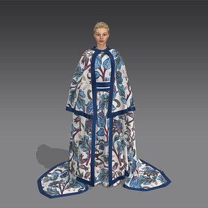 Woman Medieval Dress Low-poly 3D