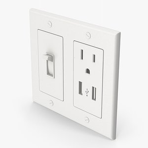 3D model Light Switch USB And Socket Outlet 2